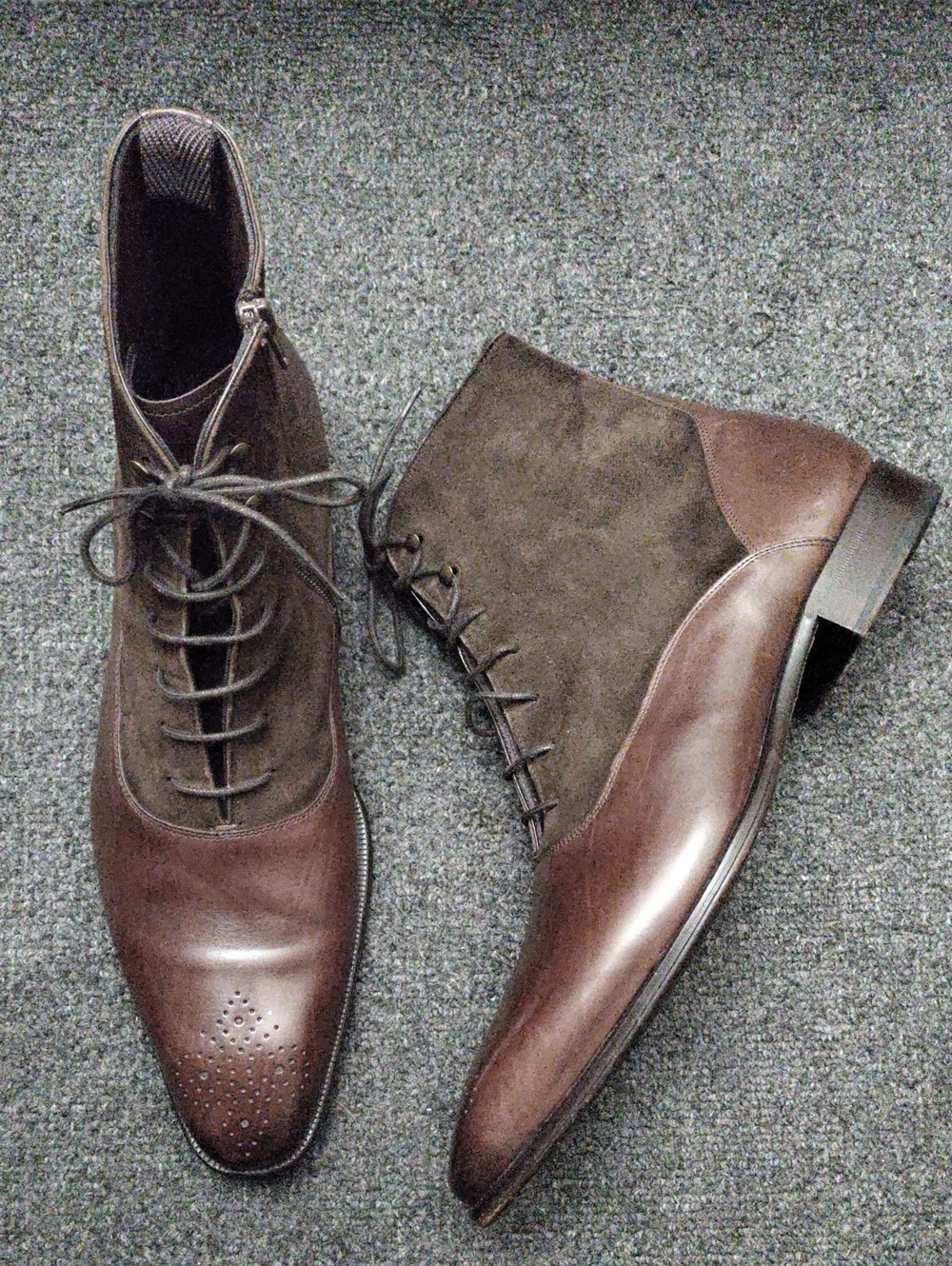Melzan Men's Brown Leather & Suede Lace-Up Ankle Boots